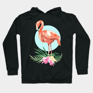 Flamingo Tropical Leaves Exotic Bird Hoodie